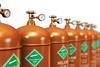 a row of gas cylinders