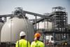 A picture of the biomass domes at Drax Power Station