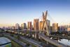 A picture showing an aerial view of the cable stayed bridge of Sao Paulo city