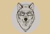 An image showing a wolf with glasses