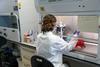 An image showing a scientist undergoing Covid research