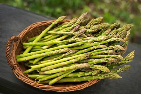 A basket of fresh asparagus