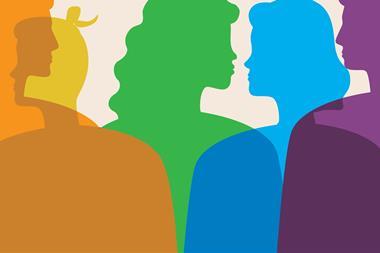 Illustration showing side profile silhouettes of people of different ethnicities