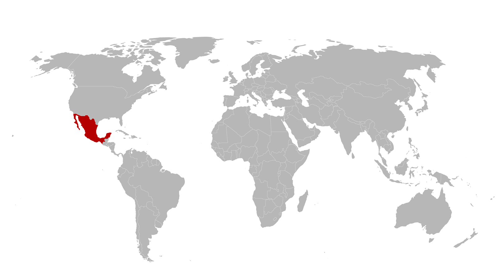 World map with Mexico hightlighted